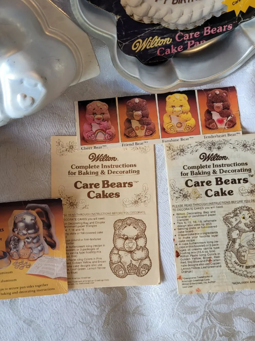 Vintage Wilton Cake Pans Care Bear 3d set lot Brave Lion Birthday retro 1980s